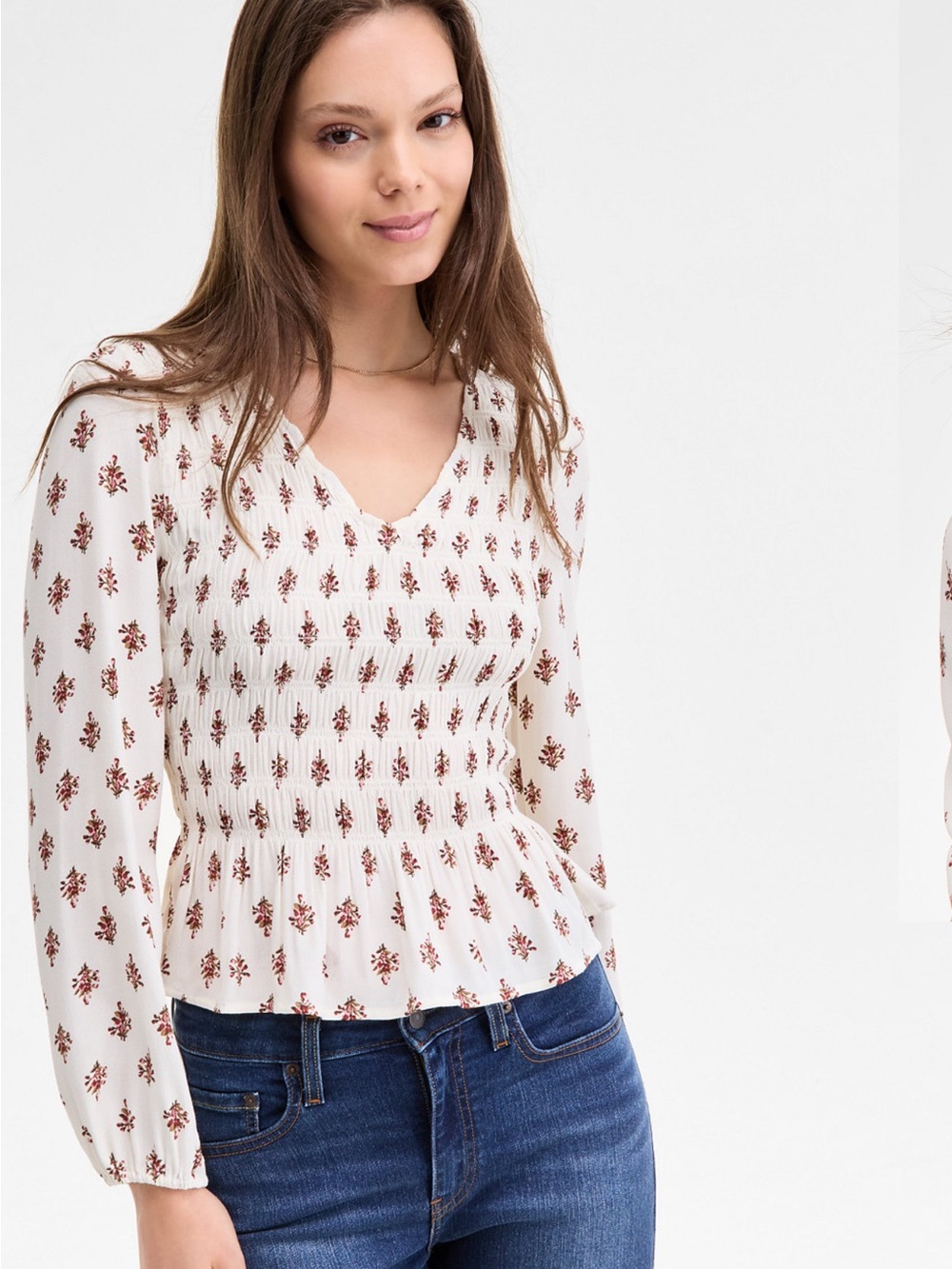 Levi's Off White Blouse with Rust Floral Print